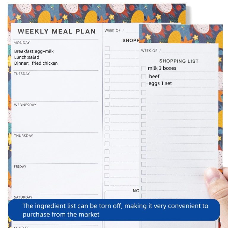 Magnetic Food Memo Pad Weekly & Monthly Meal Planner