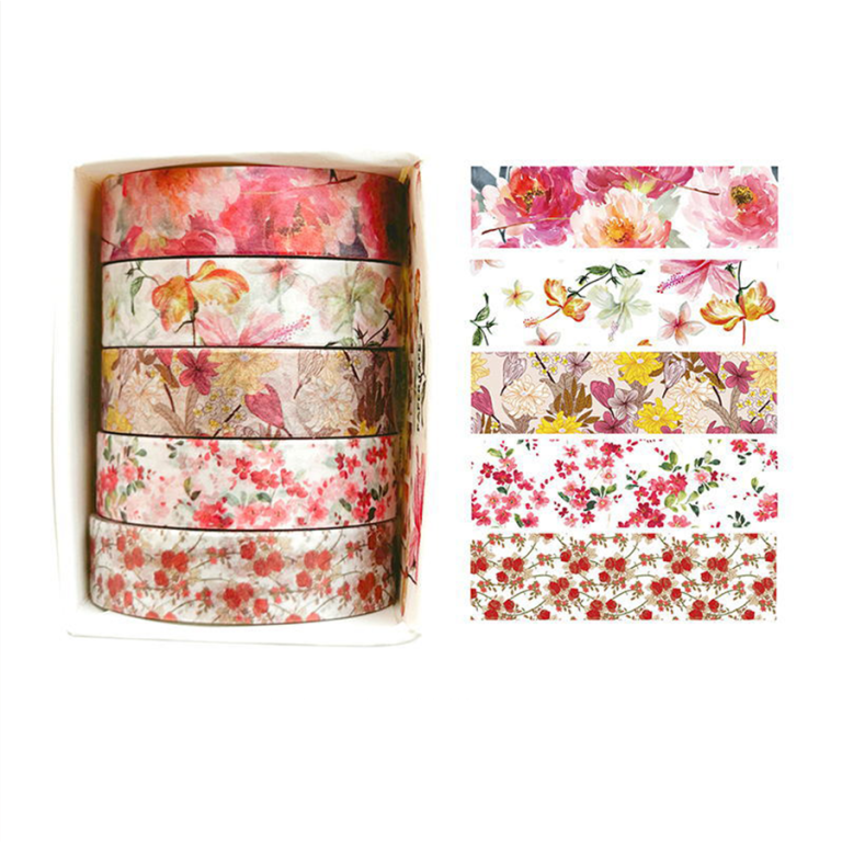 Washi Tape Set Floral Decorative Washi Tape Set for DIY Crafts