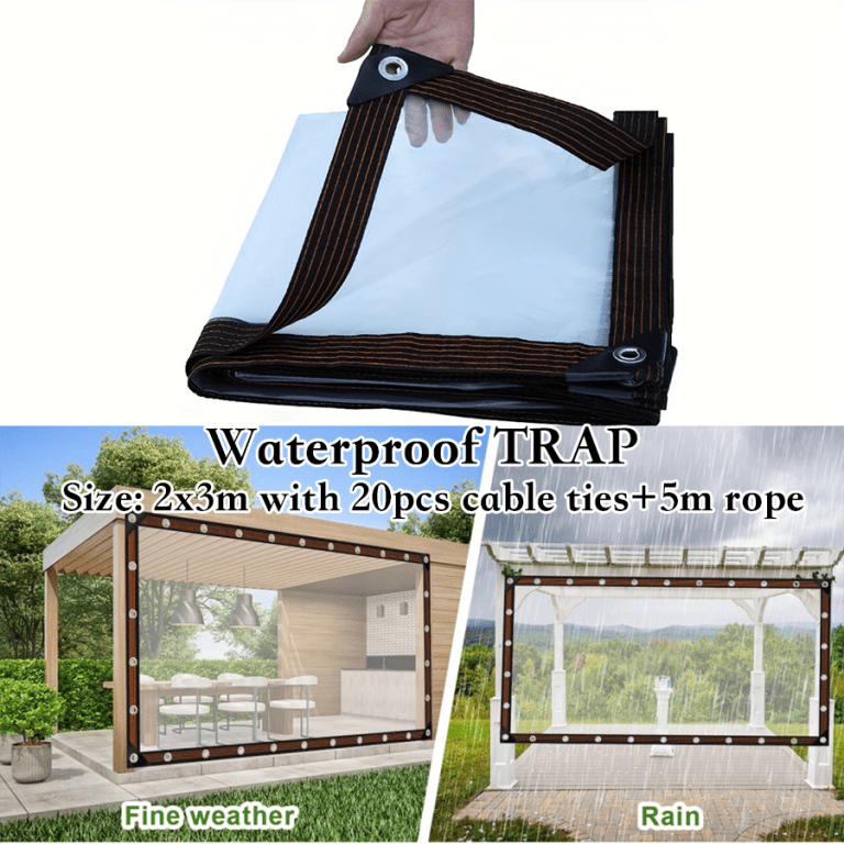 Transparent Waterproof Plastic Tarpaulin Balcony Rain Cover Sheet
