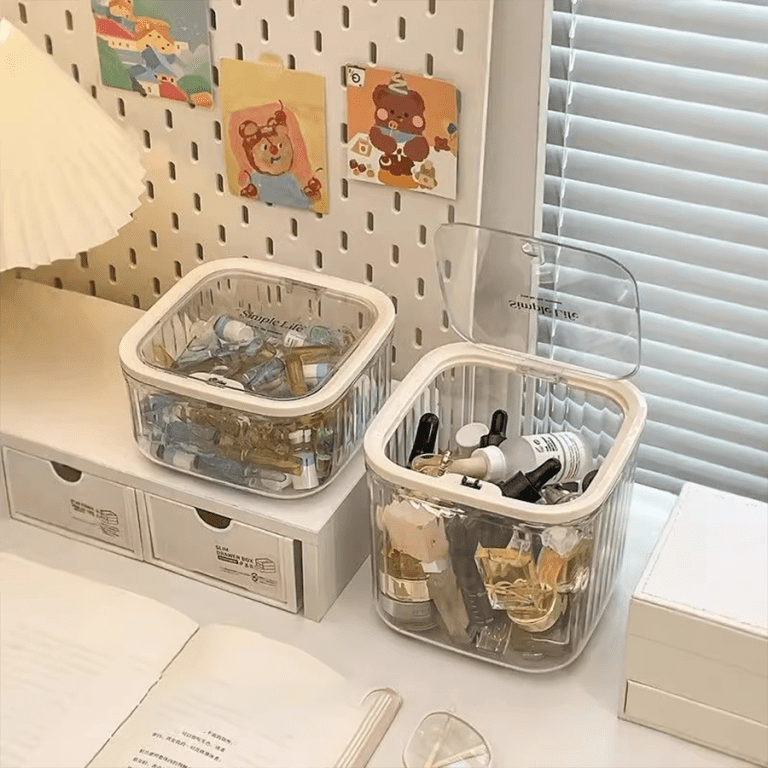 Acrylic Desktop Trash Bin Small Desktop Trash Bin for Home and Office