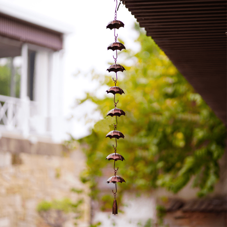 Rotating Rain Chain Decorative Rain Gutter Chain Pinecone Umbrella Mushroom Design
