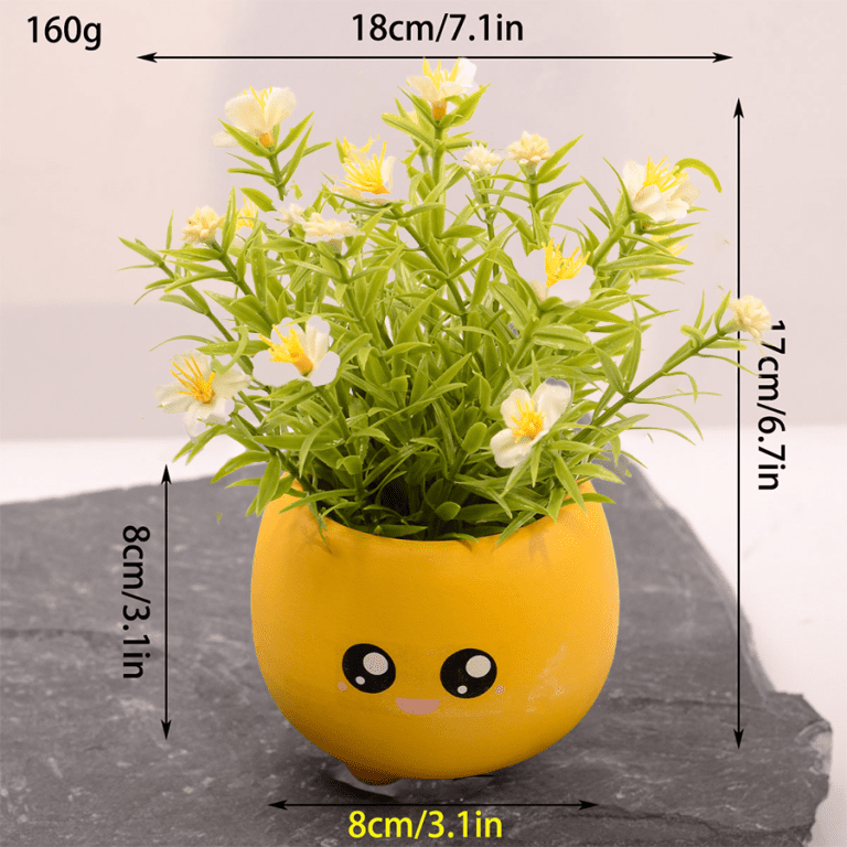 Artificial Plant Pot Cute Emoji Cup Decorative Desk Plant