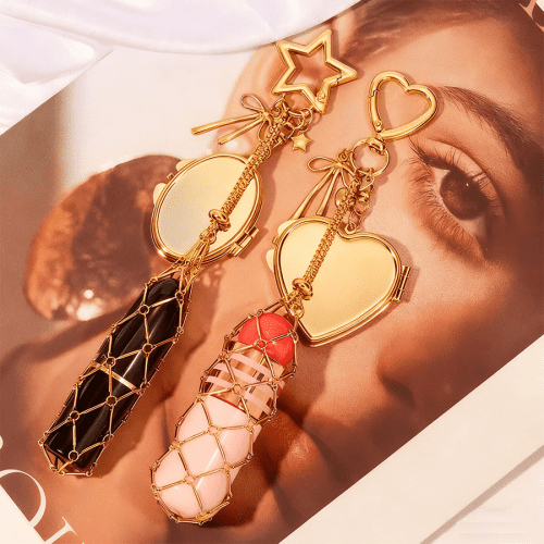 Metal Mesh Lipstick Keychain Holder Stylish Lipstick Holder Keychain