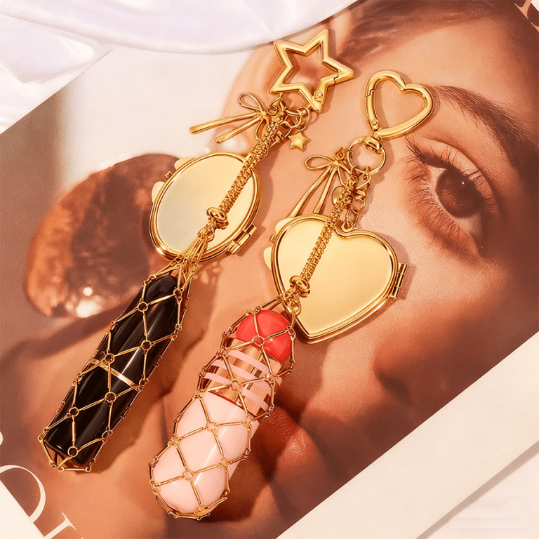 Metal Mesh Lipstick Keychain Holder Stylish Lipstick Holder Keychain