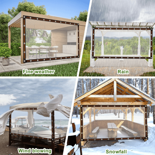 Transparent Waterproof Plastic Tarpaulin Balcony Rain Cover Sheet