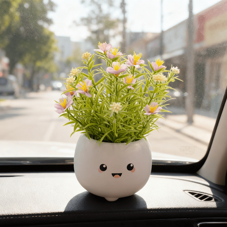 artificial plant pot cute emoji cup decorative desk plant for home decor