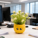Artificial Plant Pot Cute Emoji Cup Decorative Desk Plant