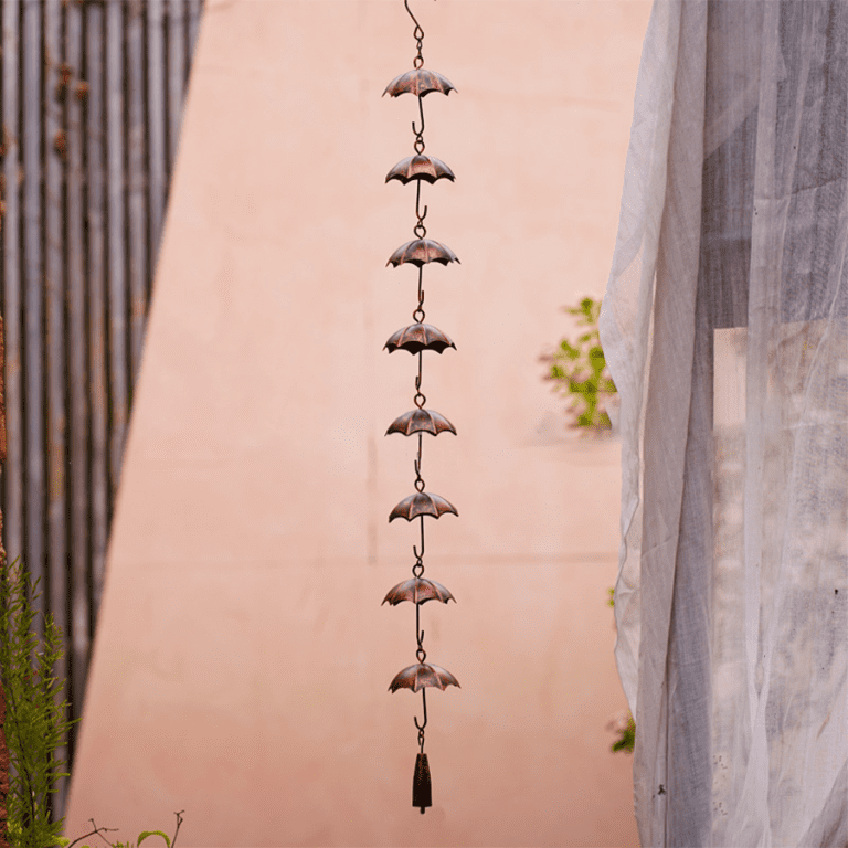 Rotating Rain Chain Decorative Rain Gutter Chain Pinecone Umbrella Mushroom Design