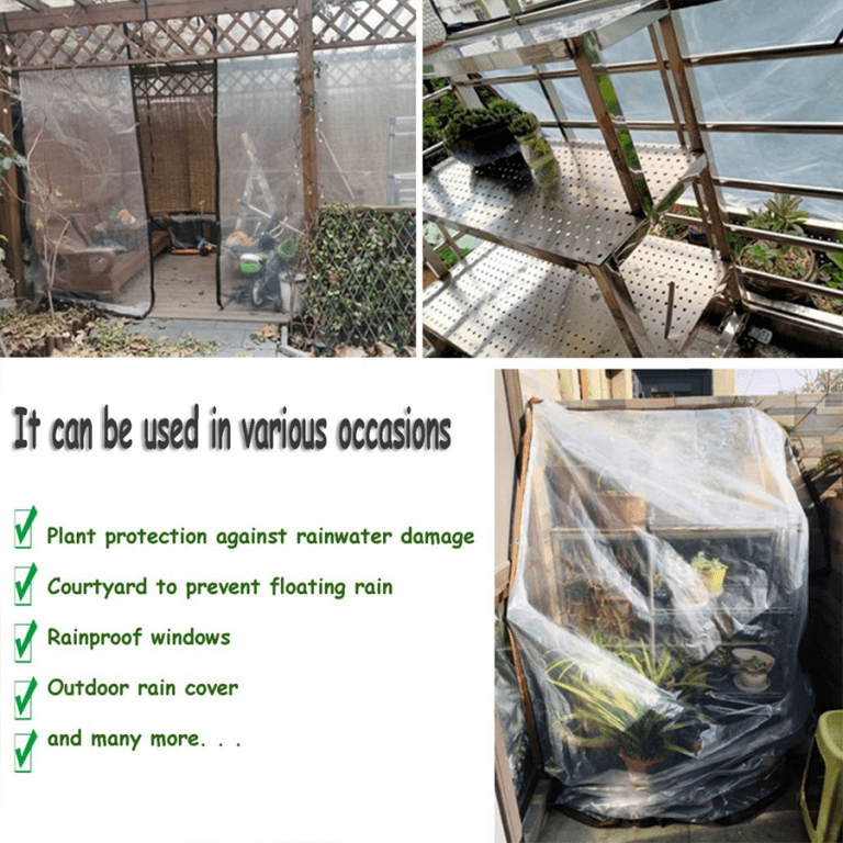 Transparent Waterproof Plastic Tarpaulin Balcony Rain Cover Sheet